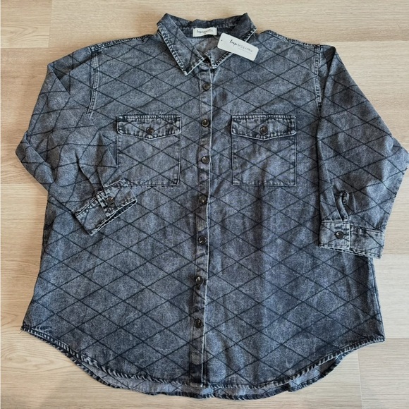 Impressions Jackets & Blazers - Impressions Charcoal Quilted Shacket